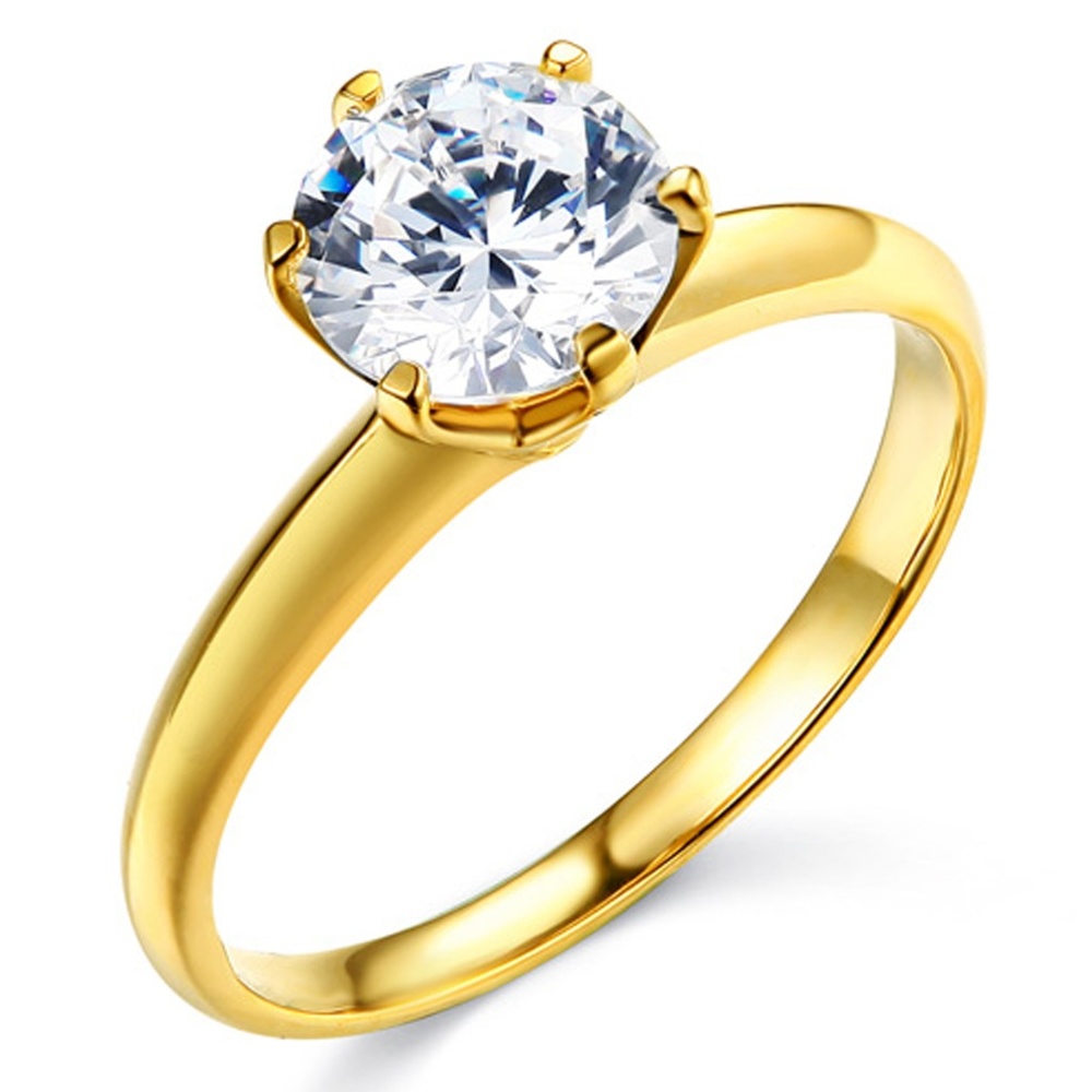 1ct 14K Yel Gold Cubic Zirconia Solitaire Ring!!